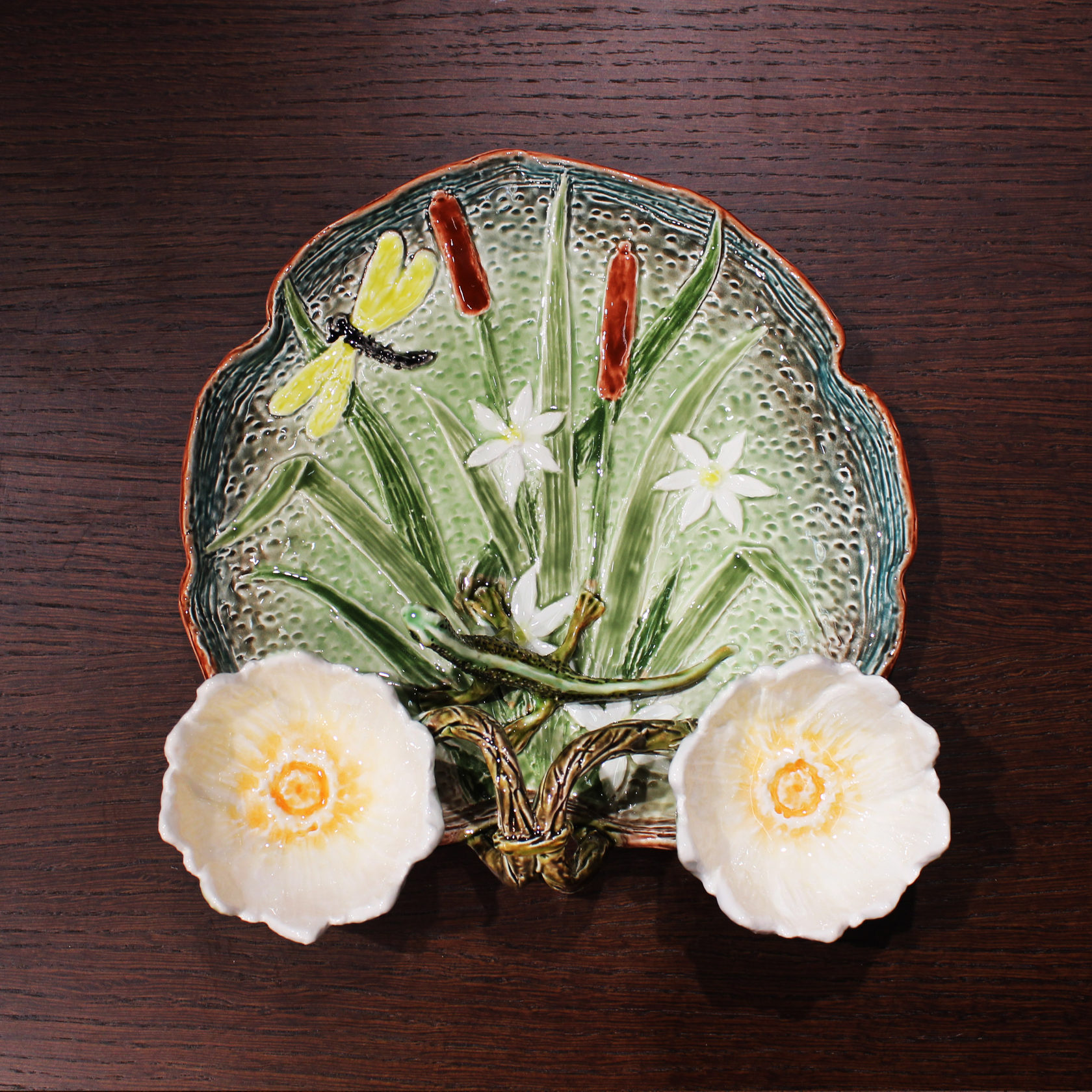 Блюдо для закусок (с двумя кувшинками) Серо-зеленый PROVANSFAIENCE sun-id-994585 - Вид №10