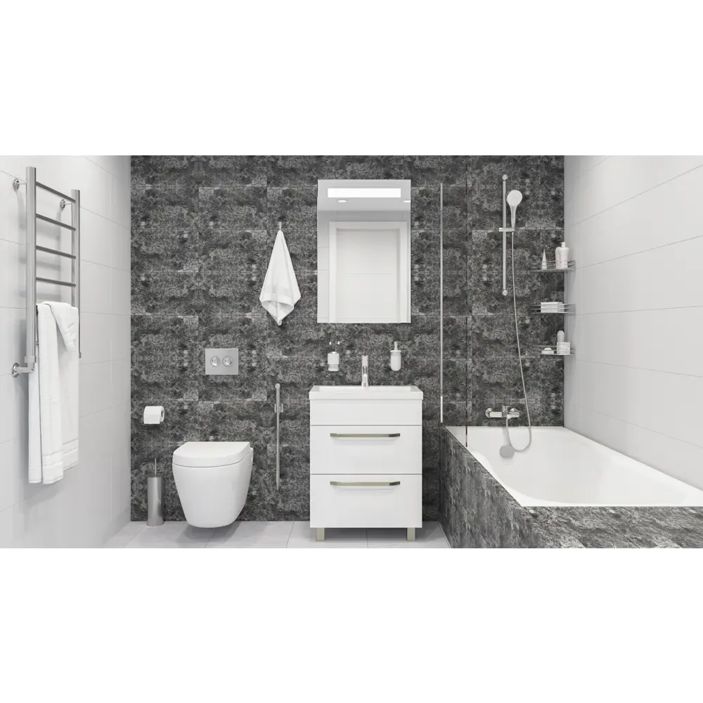 Тумба под раковину напольная Sensea «Аврора» 60 см цвет белый STLM-2024740 - Вид №5