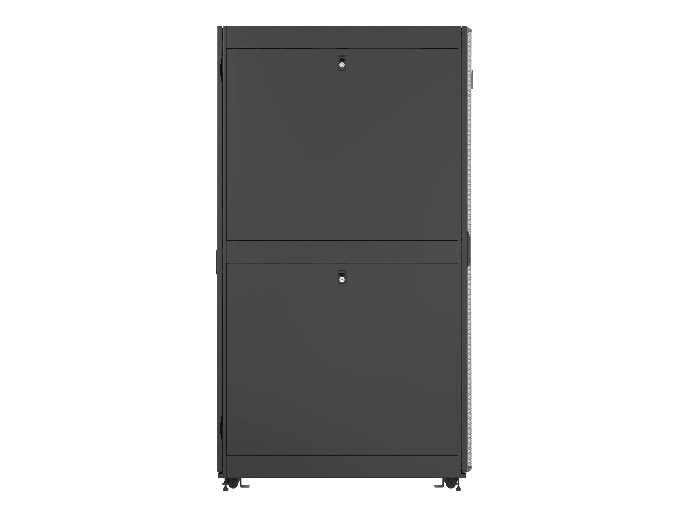 VR3107 Vertiv шкаф 48u 2265x 600x1100мм, 77% перф. передняя дверь с замком, 77% перф. распашная задняя дверь с замком, 4x19” серверных направляющих, боковые панели, крыша, ролики и регулируемые ножки, 2 органайзера для pdu и кабелей, 50хm6 гаек и винтов Santreyd  - Вид №5
