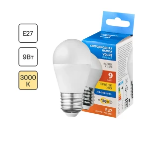 Лампа светодиодная Volpe E27 220-240 В 9 Вт шар малый матовая 1000 лм теплый белый свет