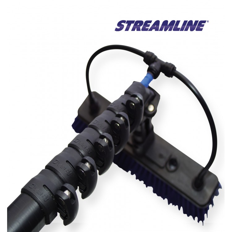 UL-POLE-22500 STREAMLINE Карбоновая телескопическая штанга для высотной мойки фасадов и окон с внутренним шлангом с форсунками 22,1 м Модель ULTRALIGHT™ - телескопическая модульная (сборная) карбоновая штанга с 14 секциями из 100% углеродного волокна,длин  - Вид №1