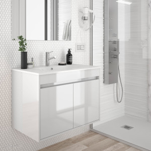 84972 SALGAR Мебель для умывальника NOJA 700 2 дв. WHITE GLOSS LACQUERED + Раковина Глянцевый белый