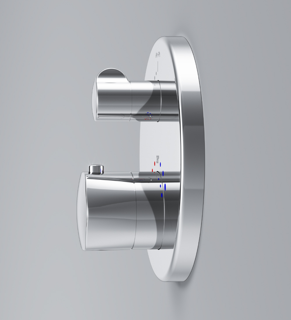 F9085500 смеситель д/ванны/душа с термостатом монтируемый в стену хром шт AM.PM Gem - Вид №3