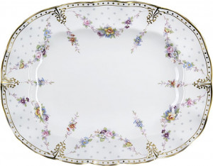 52745 Royal Crown Derby Блюдо овальное Royal Crown Derby "Роял Антуанетта" 33см Фарфор костяной
