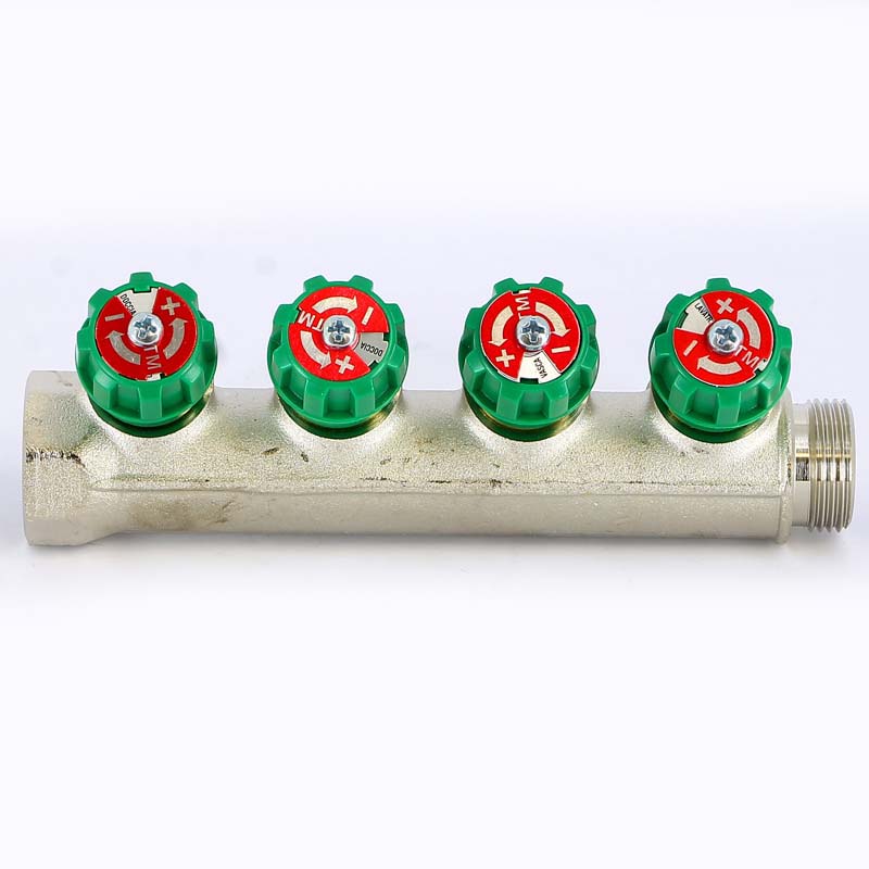 Коллектор НВ 3/4" с вентилями никелированный TIEMME 4 выхода 1/2"Н 36мм 1840001