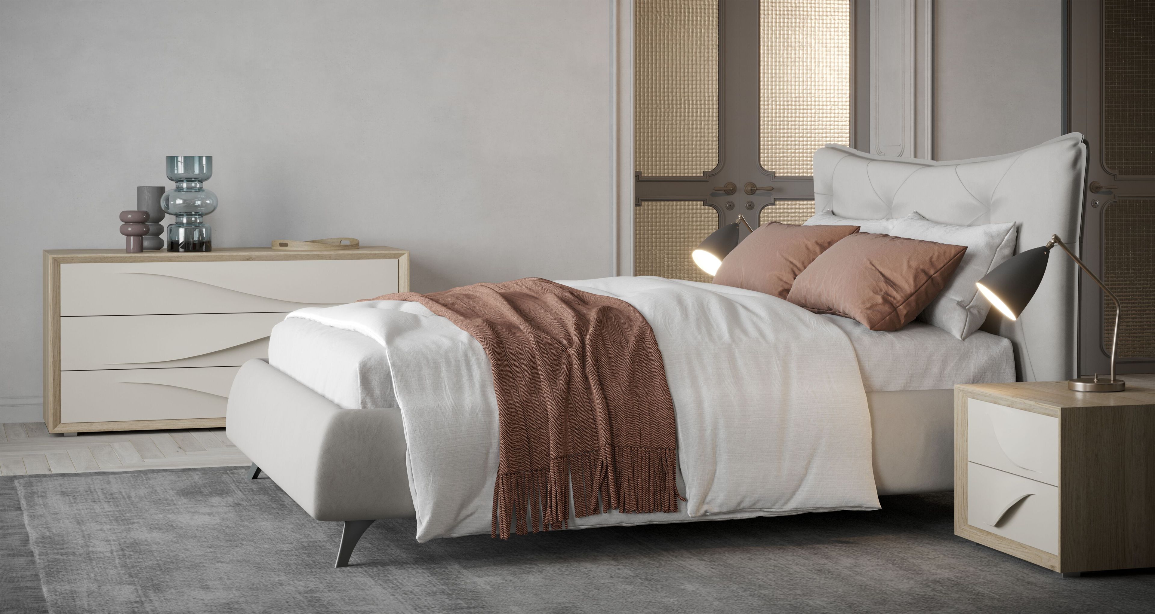 Кожаная двуспальная кровать-контейнер с мягким изголовьем Giessegi MARGOT ARCH-00084273 - Вид №2