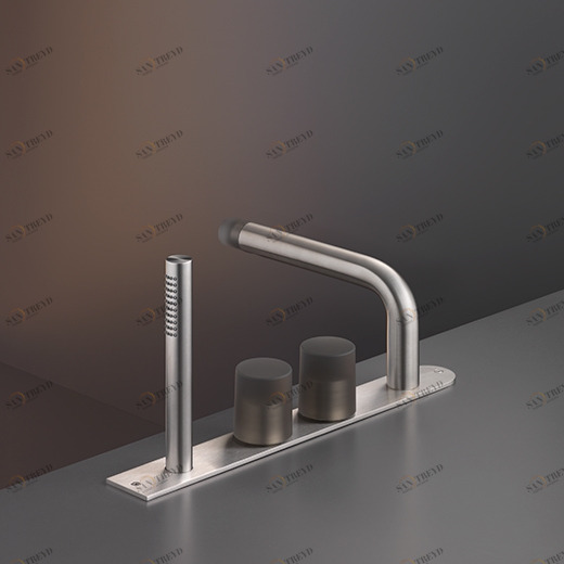 Обод монтаж комплект из 2-х последовательных смесителей с носиком H. 120 мм и цилиндрический ручной душ диаметр 23 мм </span>. Цветные TechnoGel® ручки  UDT25 CEADESIGN 