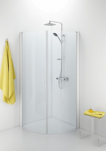 500.907.00.5 IDO Showerama 10-4 душевая стенка для круглого углового душа, IDO Showerama 10-4, матовые профили / матовое стекло, 800x900 мм