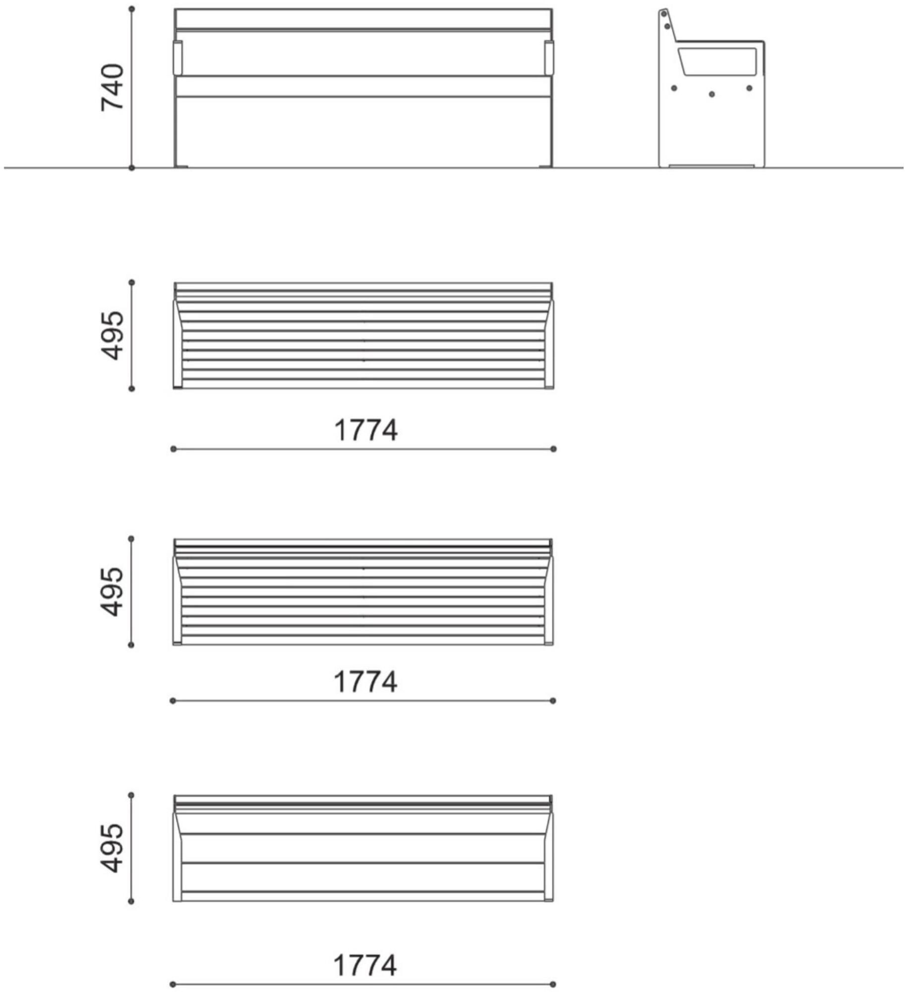 City Design Скамья из стали и дерева с подлокотниками со спинкой Lena Lena w - Вид №3