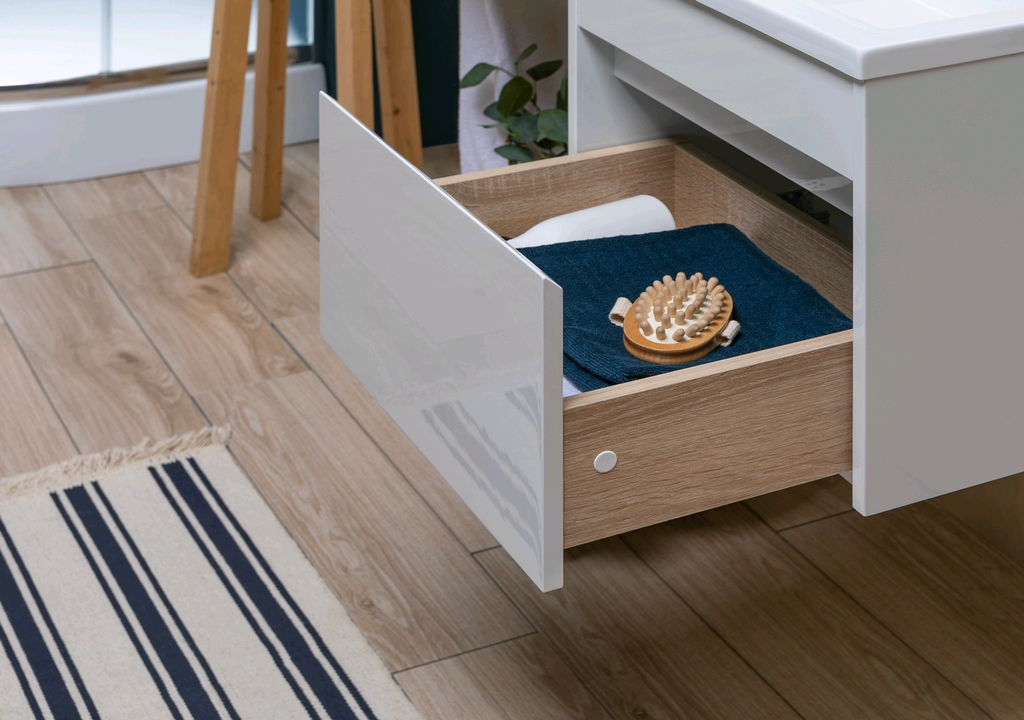 Тумба с раковиной Aquanet Токио 120 R белый (подвесная, 1 ящик) 0023691600235500 - Вид №14