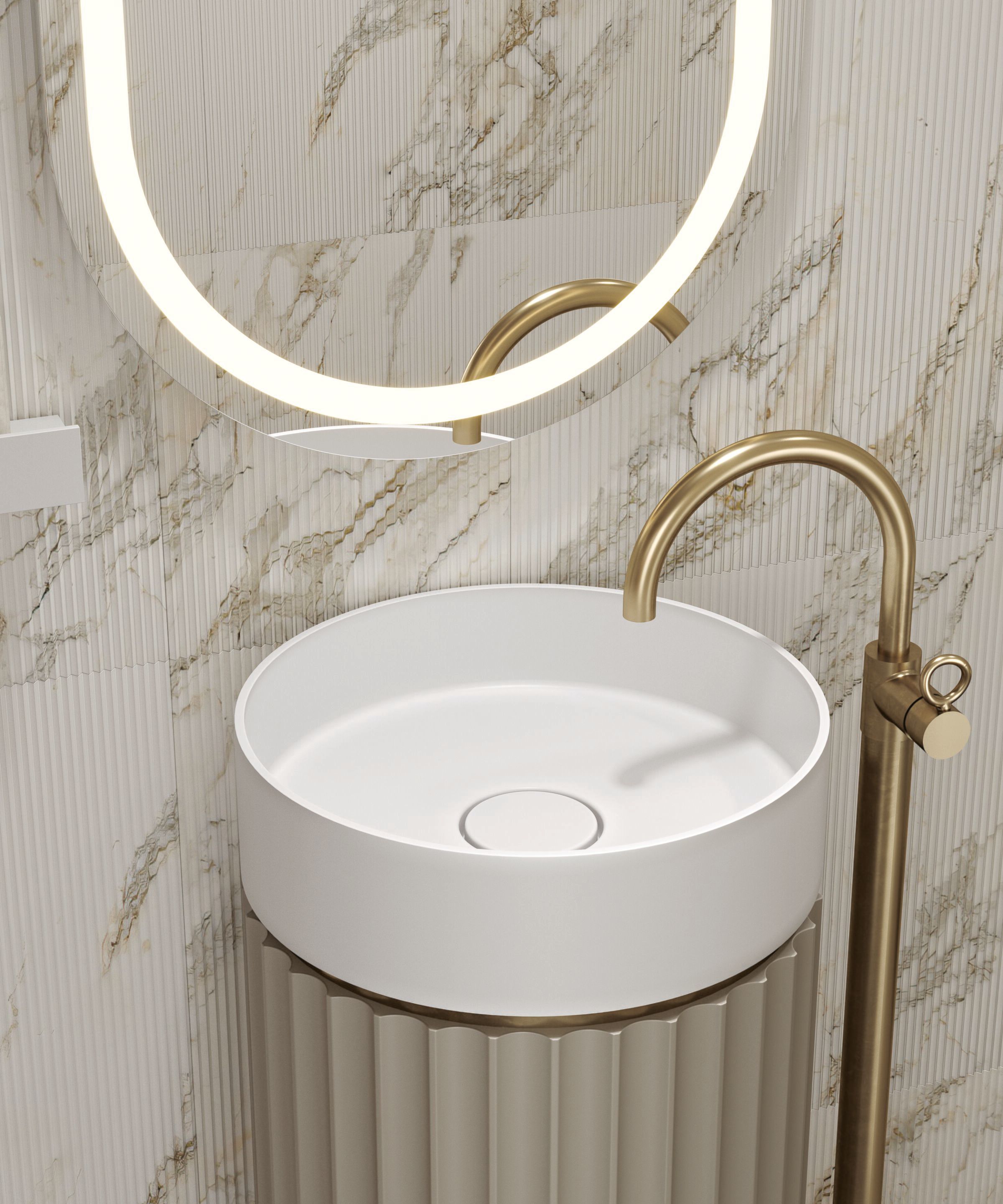 Lavabo rotondo freestanding in Solid Surface MOMA Design Tower Paris ARCH-00024468 - Вид №1