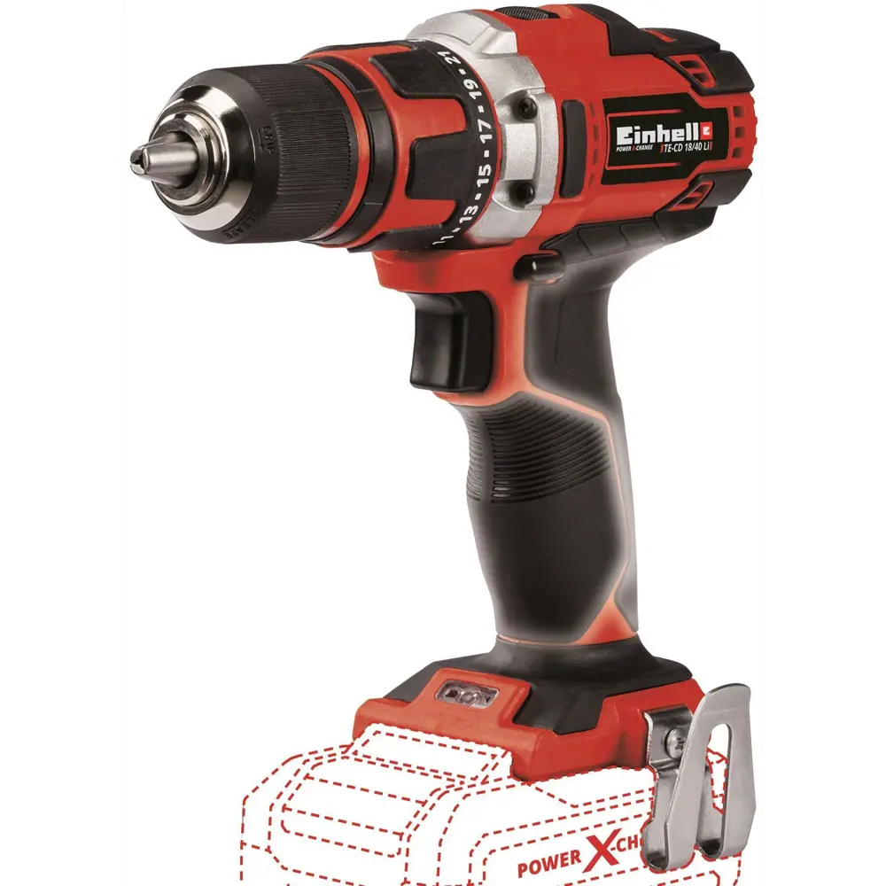 Дрель-шуруповерт аккумуляторная бесщеточная Einhell TE-CD 18/40 Li-Solo, 18 В Li-ion, без АКБ и ЗУ STLM-2150147
