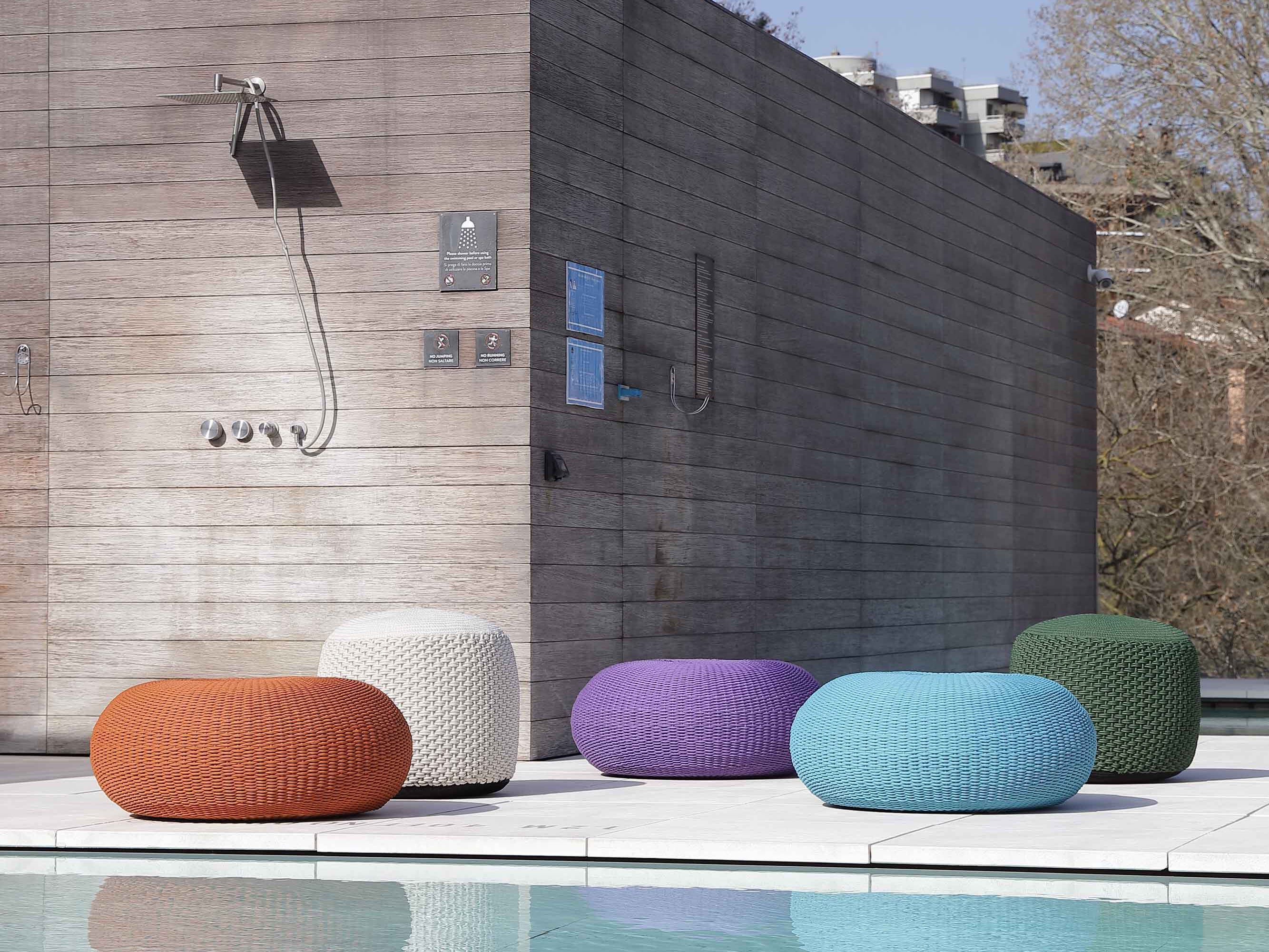 Плетеный алюминиевый круглый садовый пуф Nodo Italia ROUND DONUT ARCH-00124646 - Вид №8