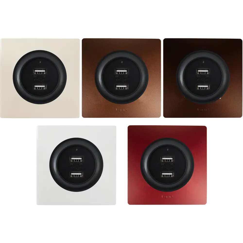 Розетка Onekeyelectro USB двойная встраиваемая с подсветкой цвет чёрный Florence STLM-2109276 - Вид №1