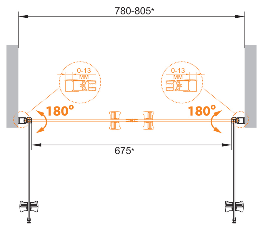 Душевая дверь в нишу CEZARES ECO-O-B-2-80-C-Cr - Вид №7
