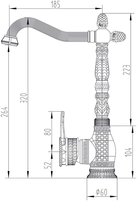 Смеситель ZorG Antic A 422 K-BR для кухонной мойки, бронза - Вид №1