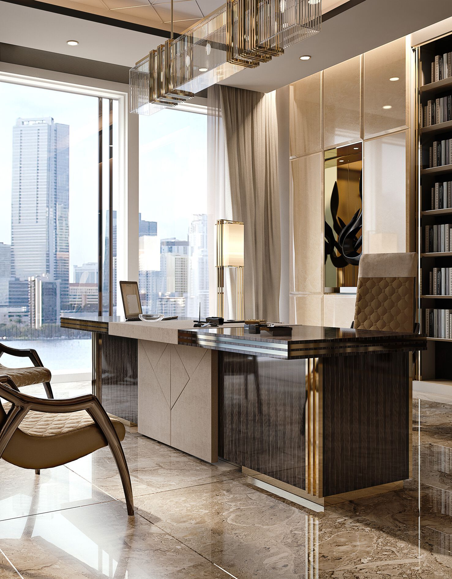 Кожаный угловой стол с ящиками Bizzotto Italia Symphony-Infinity ARCH-00094433 - Вид №2