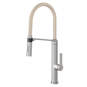 006957BS Однорычажный Нержавеющая сталь, матовая, со шлангом песочного цвета. Docol DOC