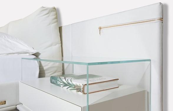 MORADA Кожаная кровать King size со встроенными прикроватными тумбочками Lampo Lampo bedfs - Вид №2