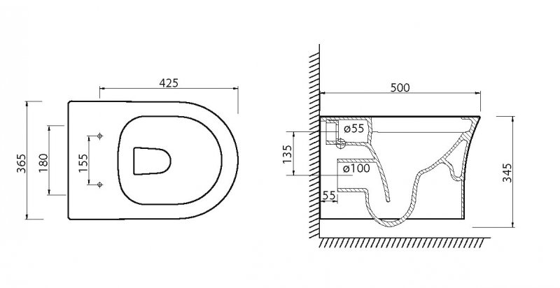 Унитаз подвесной, безободковый BelBagno TANTO Подвесной унитаз настенный Белый BELBAGNO  Китай  - Вид №2
