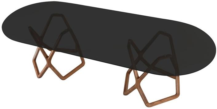 Tonin Casa Овальный стеклянный стол и основание из орехового дерева sun-id-1354816 - Вид №1