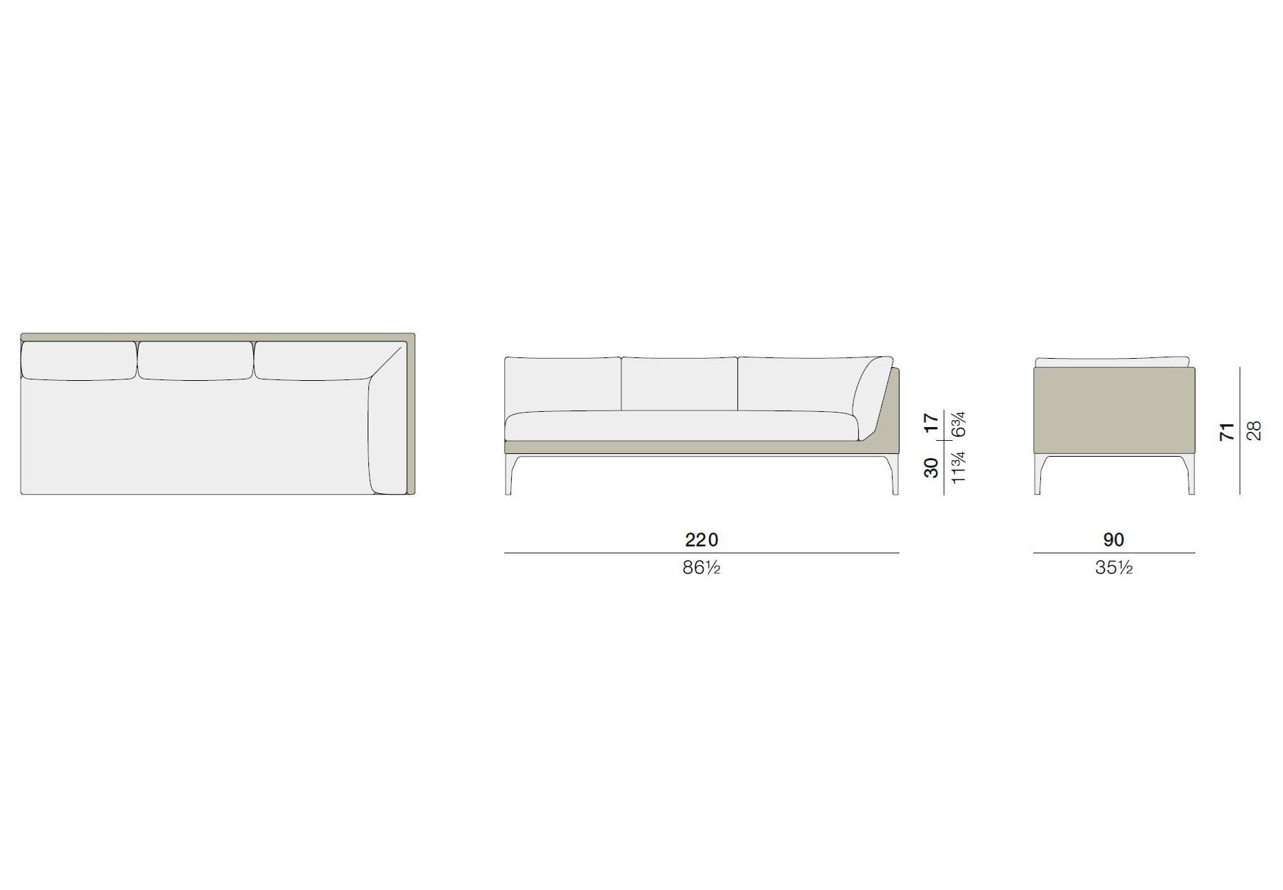 3-местный тканевый садовый диван DEDON MU ARCH-00053932 - Вид №1