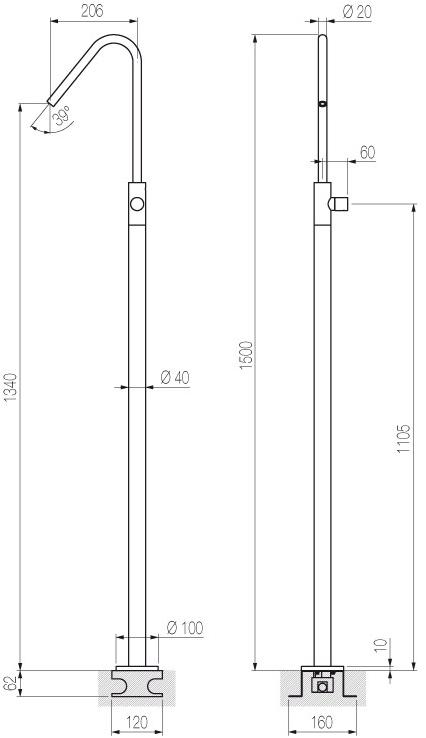 Смеситель для умывальника, однорычажный, напольный, без сливного крана Hiro Hir14 Santreyd - Вид №1