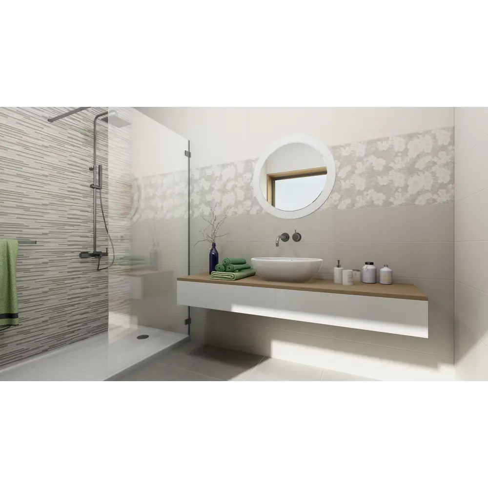 Плитка настенная «Орлеан Полосы» 1М 75x25 см 1.69 м² цвет серый Керамин STLM-2106807 - Вид №4