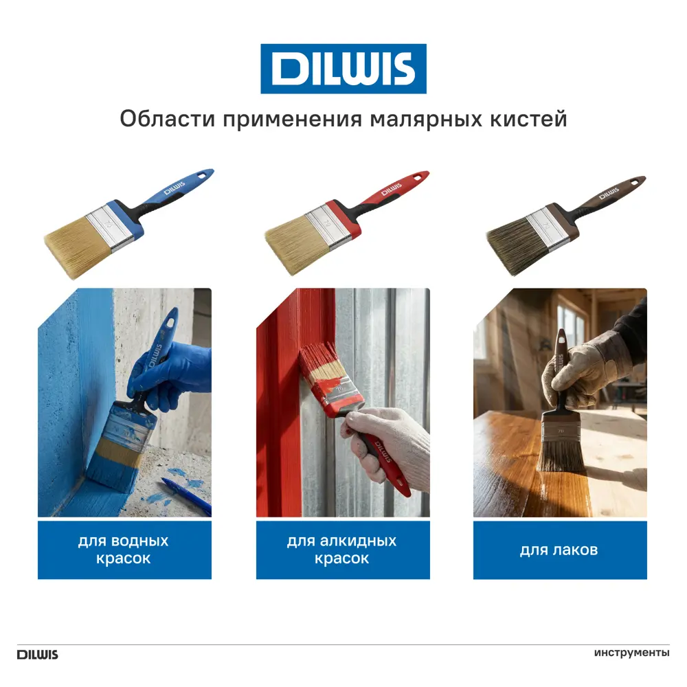 Кисть плоская для лаков и антисептиков 30 мм DILWIS синтетическая щетина 89443096 STLM-2130058  - Вид №3