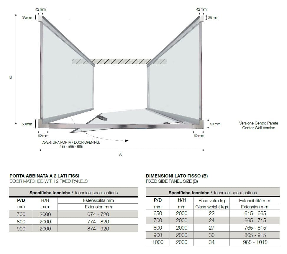 Алюминиевая и стеклянная душевая кабина с распашной дверью TAMANACO FPB40 ARCH-00099760 - Вид №8