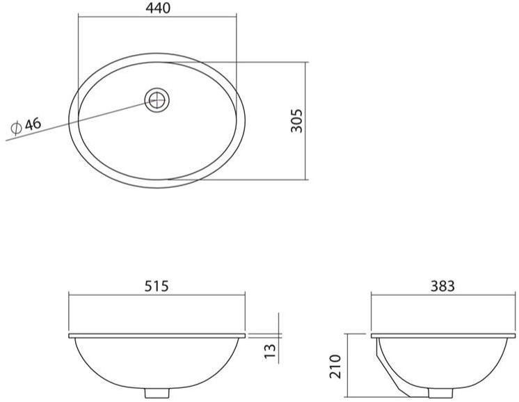 Накладная раковина под столешницу  овальная Gentry Home VICTORIAN sun-id-1468209 - Вид №6