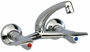 rvb Смеситель для раковины мостовой настенный на 2 отверстия Medico 4202.--.10