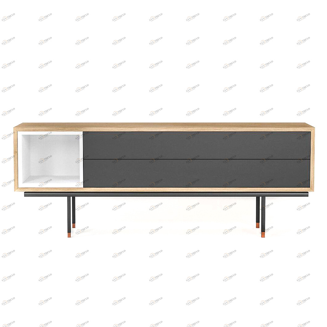 Тумба под телевизор длинная серая Quadro new BRAGIN DESIGN  256524 Серый 