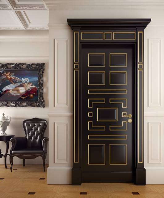 Is-1 Tifernoit Лакированная дверь с золотыми рамами Porte 