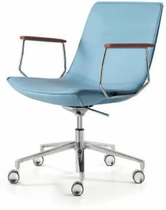 Quinti Sedute 5-спицевое вращающееся кожаное офисное кресло с подлокотниками Amelie