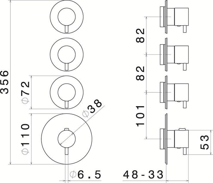 newform Термостатический смеситель для душа Termostatici multiutenza 3 uscite 67600e - Вид №1