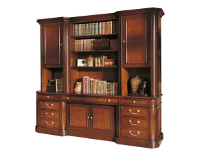 Деревянный книжный шкаф с письменным столом