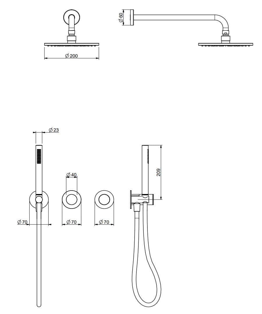 Набор для душа с душем QD Magistro Lab Hammer ARCH-00098124 - Вид №2