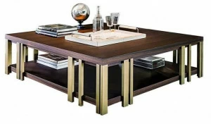 Casamilano Низкий квадратный журнальный столик с журнальной полкой Mondrian