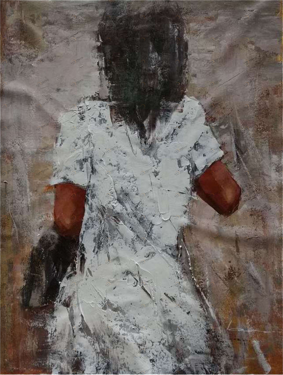 Картина на холсте 90х120 см "Девушка в белом" EVENHOME КАРТИНЫ МАСЛОМ 129988 Белый;коричневый;разноцветный 