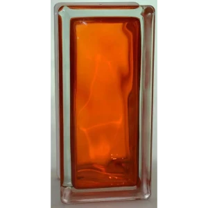 Стеклоблок Vitrablock Волна окрашенный внутри половинка цвет оранжевый