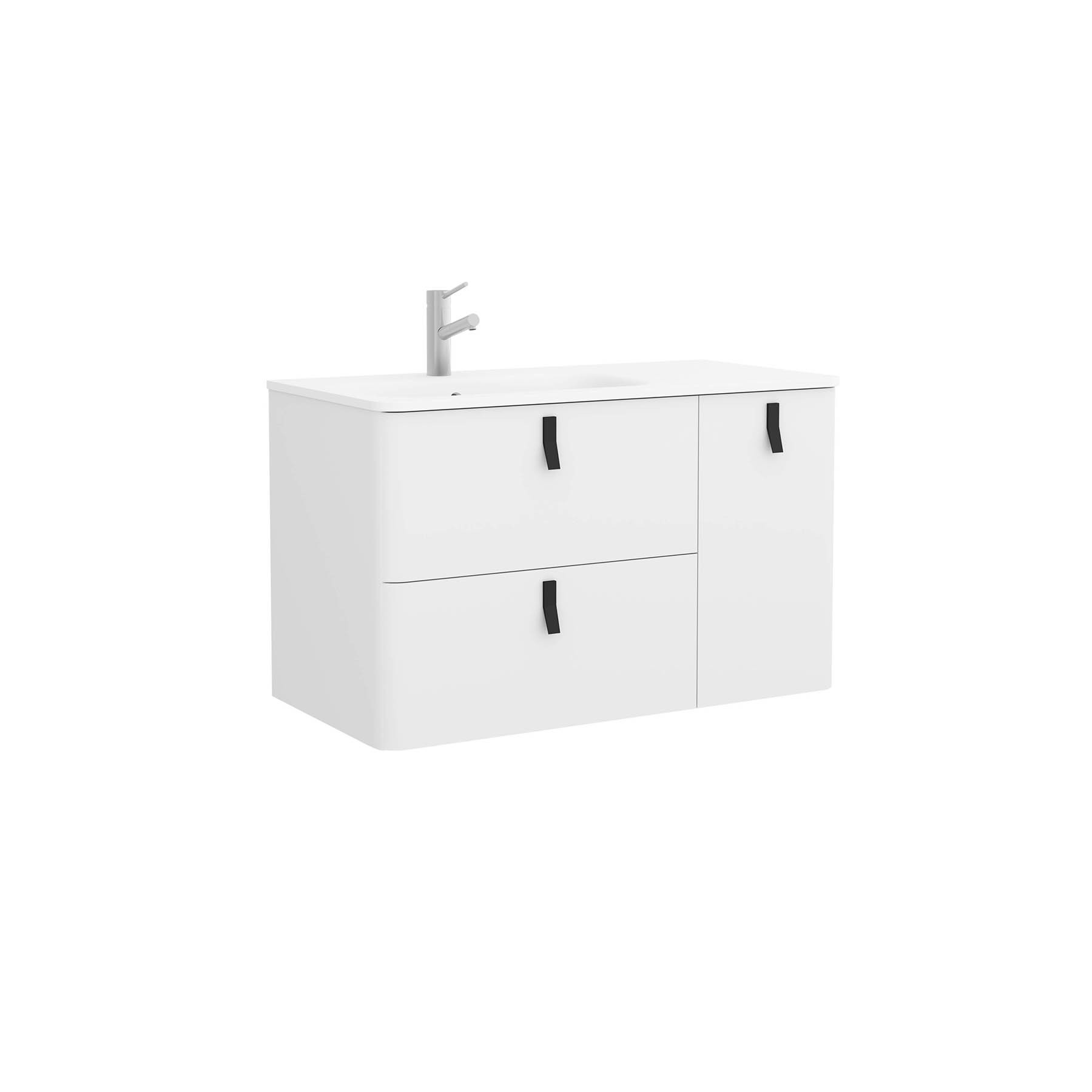24604 SALGAR Мебель для умывальника UNIIQ 900 правая MATT WHITE 897 x 540 x 450 мм Мягкий белый  - Вид №3