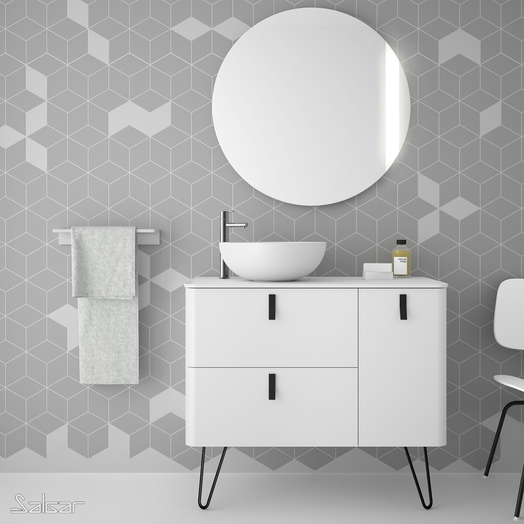 26127 SALGAR Полка для полотенец 500 SOLID SURFACE 500 x 60 x 120 мм  - Вид №2