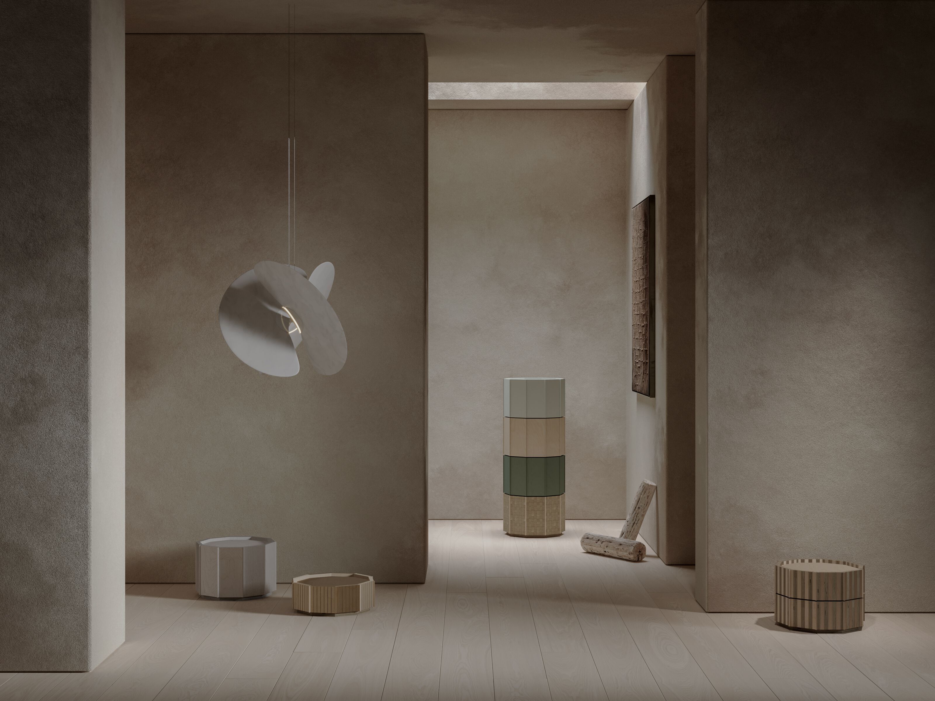 Низкий деревянный журнальный столик с отсеком для хранения VESTA FURNITURE барабаны ARCH-00016958