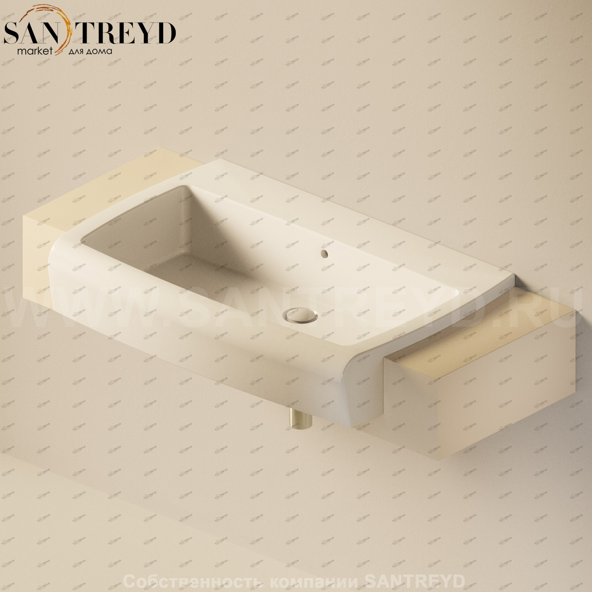 Flaminia UNA Консоль для раковины от 200 до 240 см бежевая UNA90M2.1015 Ceramica Flaminia UNA90M21015