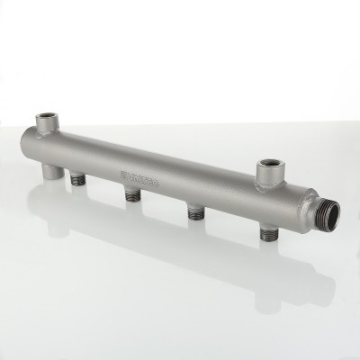 VTc.510.BS.060407 Коллектор из стали с межосевым расстоянием выходов 100 мм Valtec 1", 7 x 1/2"  - Вид №1