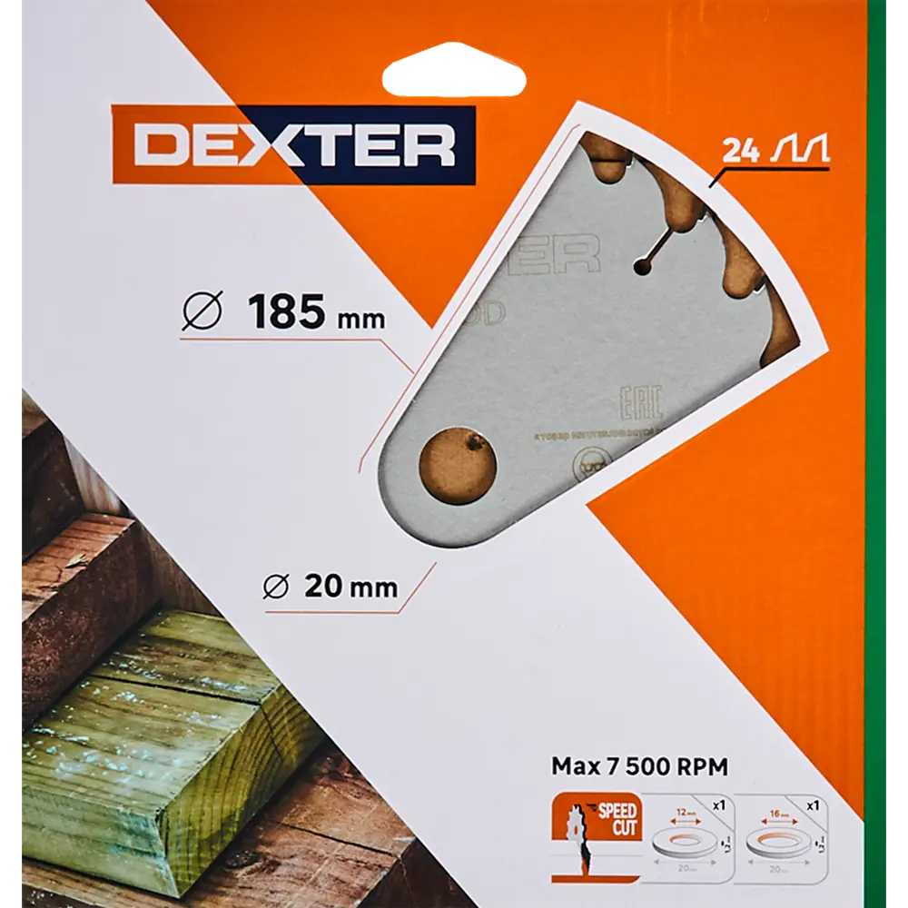Диск циркулярный по дереву Dexter 185x20/16/12 мм 24 зуба 82304535 STLM-2044647  - Вид №1