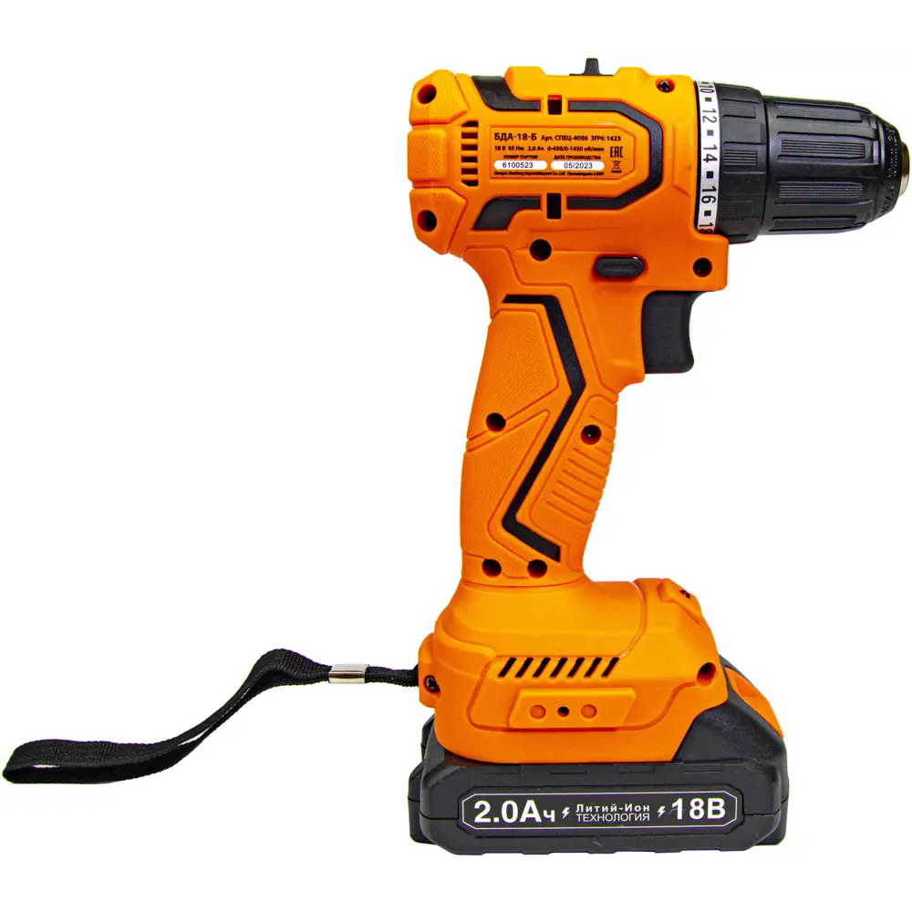 Дрель-шуруповерт аккумуляторная бесщеточная Спец БДА-18-Б 4086, 18 В Li-Ion 2x2 Ач STLM-2056894 - Вид №4
