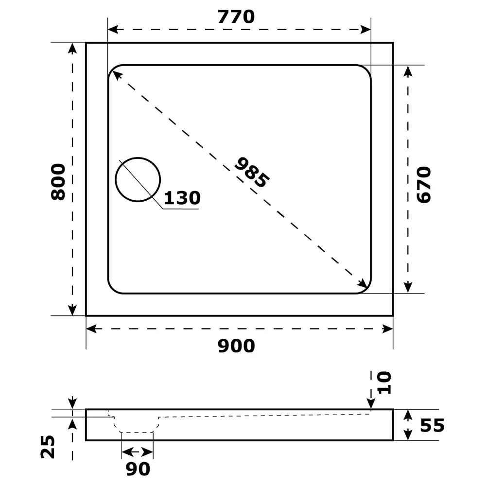 Santreyd Slim — акриловый душевой поддон 90×80 см 82677810 STLM-1418144 - Вид №2