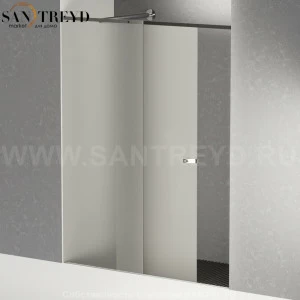 Душевое ограждение FLAT D подрезаемое, стеклянная нишевая с подвижной дверью матовая перегородка с держателем с поддоном из темного дуба. Размеры: глубина от 70 до 100 см, длина от 180 до 240 см